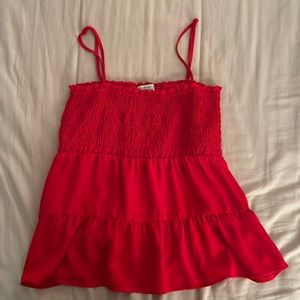 Paper Crane Red Peplum Tank Top — Large